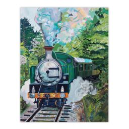 "Artery8 Steam Engine Train Talyllyn Railway Snowdonia Wall Art Print in Green - Size: W12"" x H16""" - thumbnail 1