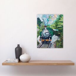 "Artery8 Steam Engine Train Talyllyn Railway Snowdonia Wall Art Print in Green - Size: W12"" x H16""" - thumbnail 4