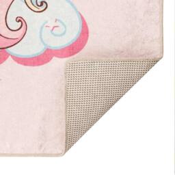 Berkfield Home Kids' Rug Pink 160x230 cm Unicorn Washable Anti Slip - Size: 100 cm diameter - thumbnail 4