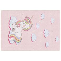 Berkfield Home Kids' Rug Pink 160x230 cm Unicorn Washable Anti Slip - Size: 100 cm diameter - thumbnail 1
