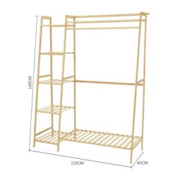KORVIXA 44 in Bamboo Wood Clothes Rail Rack in Brown - Size: 500mm - thumbnail 2