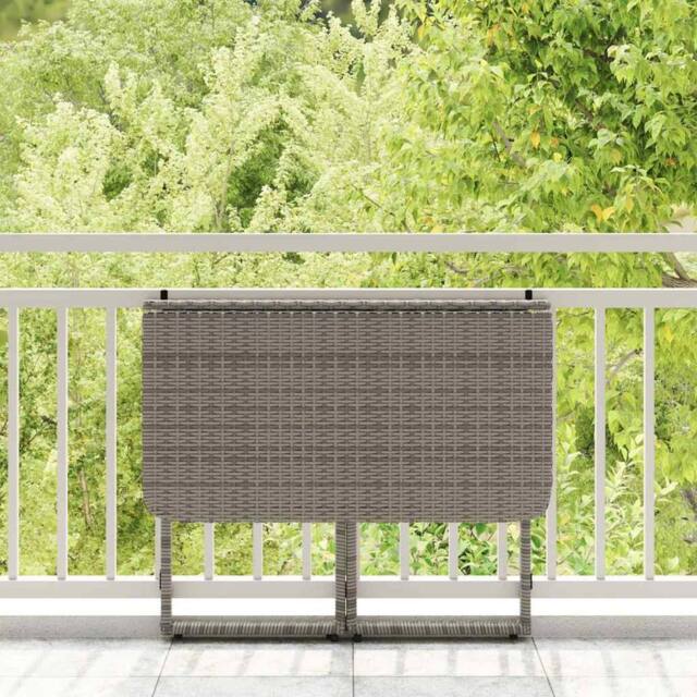 Berkfield Home Beautiful Folding Garden Table Grey 90x51x75 cm Poly Rattan - Size: 90 x 51 x 75 cm - image 1