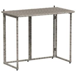 Berkfield Home Beautiful Folding Garden Table Grey 90x51x75 cm Poly Rattan - Size: 90 x 51 x 75 cm - thumbnail 3