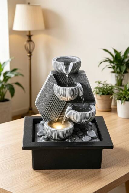 ExtraStar Garden Resin Fountain Water Feature LED Light in Grey - image 1