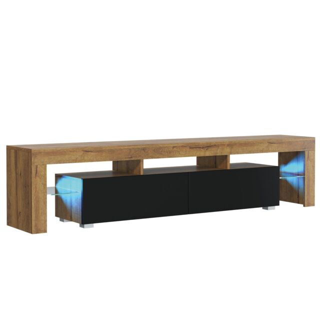 Mex Furniture LTD TV Unit with LED Lighting& Matt Finish / 200cm in Brown - image 1
