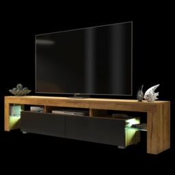 Mex Furniture LTD TV Unit with LED Lighting& Matt Finish / 200cm in Brown - thumbnail 5
