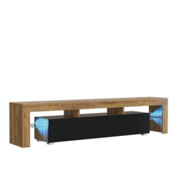 Mex Furniture LTD TV Unit with LED Lighting& Matt Finish / 200cm in Brown - thumbnail 2