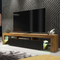Mex Furniture LTD TV Unit with LED Lighting& Matt Finish / 200cm in Brown - thumbnail 4