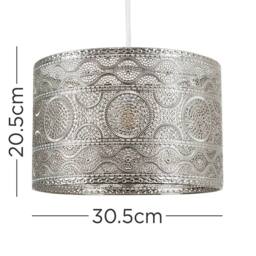 EONLION Traditional Ceiling Light Shade Chrome Moroccan Pendant Lampshade in Silver - thumbnail 2