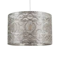 EONLION Traditional Ceiling Light Shade Chrome Moroccan Pendant Lampshade in Silver