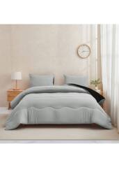 Ezysleep 10.5 Tog Soft Coverless Reversible Duvet Set with Pillowcase Cover in Black - Size: Super King - thumbnail 3