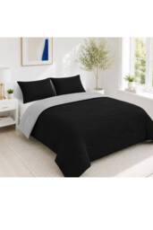 Ezysleep 10.5 Tog Soft Coverless Reversible Duvet Set with Pillowcase Cover in Black - Size: Super King