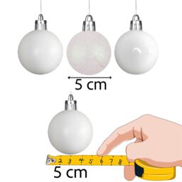Shatchi Christmas 5cm Bauble White -Tree Hanging Decoration Festive Cheers - Size: 24 Pack - thumbnail 3