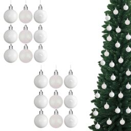Shatchi Christmas 5cm Bauble White -Tree Hanging Decoration Festive Cheers - Size: 24 Pack