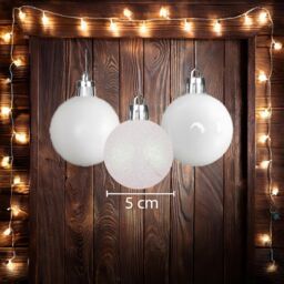 Shatchi Christmas 5cm Bauble White -Tree Hanging Decoration Festive Cheers - Size: 24 Pack - thumbnail 4