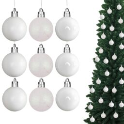 Shatchi Christmas 5cm Bauble White -Tree Hanging Decoration Festive Cheers - Size: 24 Pack - thumbnail 2