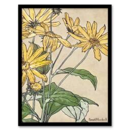 Artery8 Hannah Borger Overbeck Framed Wall Art Print Sunflowers Watercolour in Orange - Size: A4 - thumbnail 1