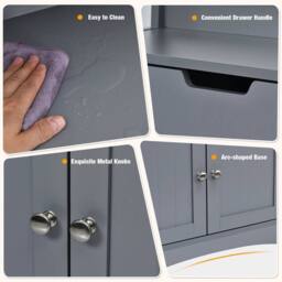 FORGEVIO Bathroom Floor Cabinet Wooden Tall Storage Cupboard in Grey - thumbnail 5
