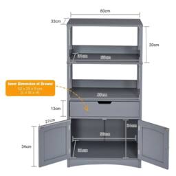 FORGEVIO Bathroom Floor Cabinet Wooden Tall Storage Cupboard in Grey - thumbnail 2
