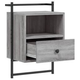 Berkfield Home Bedside Cabinet Wall-mounted Grey Sonoma 40x30x61 cm Engineered Wood - Size: 40 x 30 x 61 cm - thumbnail 5