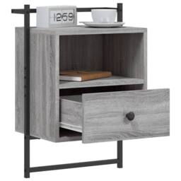 Berkfield Home Bedside Cabinet Wall-mounted Grey Sonoma 40x30x61 cm Engineered Wood - Size: 40 x 30 x 61 cm - thumbnail 4