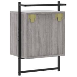 Berkfield Home Bedside Cabinet Wall-mounted Grey Sonoma 40x30x61 cm Engineered Wood - Size: 40 x 30 x 61 cm - thumbnail 8
