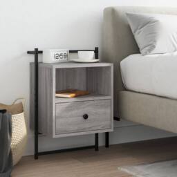 Berkfield Home Bedside Cabinet Wall-mounted Grey Sonoma 40x30x61 cm Engineered Wood - Size: 40 x 30 x 61 cm - thumbnail 2