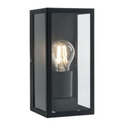 First Choice Lighting Set of 2 Mansfield - Black with Clear Glass IP44 Outdoor Wall Lights - thumbnail 2