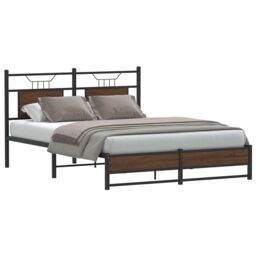 Berkfield Home Bed Frame without Mattress Brown Oak 150x200 cm King Size Engineered Wood - thumbnail 1
