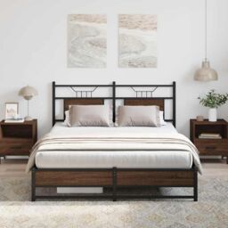 Berkfield Home Bed Frame without Mattress Brown Oak 150x200 cm King Size Engineered Wood - thumbnail 5