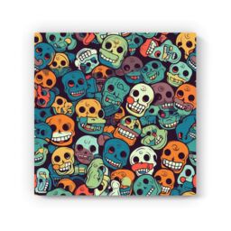 Warren Reed - Designer Smiling Skulls Pattern Canvas - Size: w10 inch x h10 inch - thumbnail 2