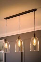 ValueLights Kira Glass Cloche Dome 3 Drop Bar Diner Ceiling Pendant Light & Bulbs in Bronze - thumbnail 1