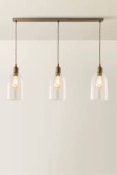 ValueLights Kira Glass Cloche Dome 3 Drop Bar Diner Ceiling Pendant Light & Bulbs in Bronze - thumbnail 3