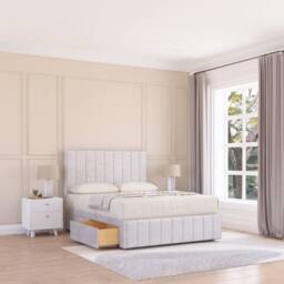 "Sloomy California Divan Bed Base Slate Naples 4 Drawers 12"" Footboard & 54"" Floor Standing Headboard in Silver - Size: Super King" - thumbnail 1