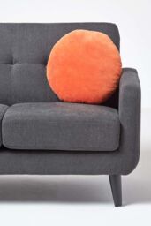 Homescapes Velvet Cushion, 40 cm Round in Burnt Orange - Size: 40 cm x 40 cm - thumbnail 4