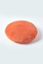 Homescapes Velvet Cushion, 40 cm Round in Burnt Orange - Size: 40 cm x 40 cm - thumbnail 3