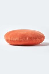 Homescapes Velvet Cushion, 40 cm Round in Burnt Orange - Size: 40 cm x 40 cm - thumbnail 2