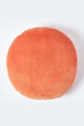 Homescapes Velvet Cushion, 40 cm Round in Burnt Orange - Size: 40 cm x 40 cm