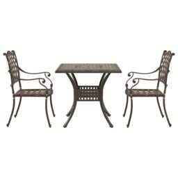 Berkfield Home 3 Piece Garden Bistro Set Bronze Cast Aluminium - thumbnail 6