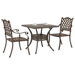 Berkfield Home 3 Piece Garden Bistro Set Bronze Cast Aluminium - thumbnail 3
