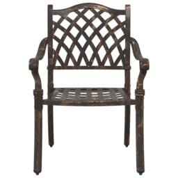 Berkfield Home 3 Piece Garden Bistro Set Bronze Cast Aluminium - thumbnail 7