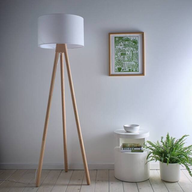 K LIVING Erice Wooden Tripod Floor Lamp in Natural - image 1