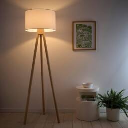 K LIVING Erice Wooden Tripod Floor Lamp in Natural - thumbnail 2