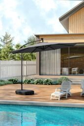 Living and Home Outdoor 32 LED Lighted Patio Umbrella with Crank Lift System & Base in Dark Grey - thumbnail 3