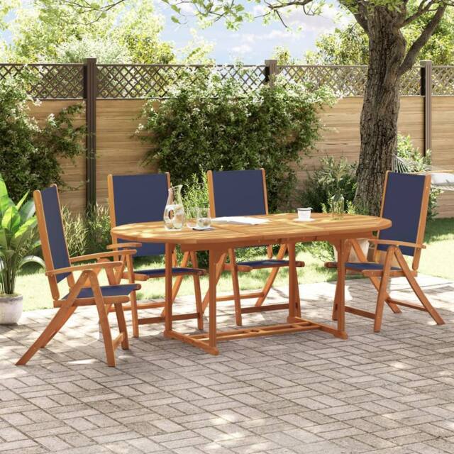 Berkfield Home 5 Piece Garden Dining Set Solid Wood Acacia & Textilene in Brown - image 1