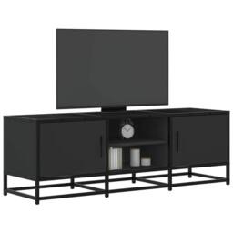 Berkfield Home TV Cabinet Black 120x35x41 cm Engineered Wood & Metal - Size: 120 x 35 x 41 cm - thumbnail 2