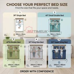 "Bed Time UK Plush Divan Bed with Mattress 20"" Vertical Headboard & 2 Drawers in White - Size: Double" - thumbnail 5