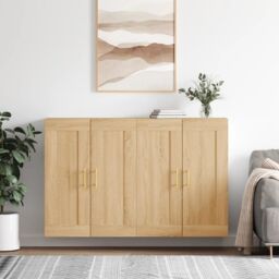 Berkfield Home Wall Mounted Cabinets 2 pcs Sonoma Oak Engineered Wood in Brown - thumbnail 1