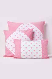 Homescapes Cotton Hearts & Polka Dots Cushion Cover in Pink - Size: 60 cm x 60 cm - thumbnail 5