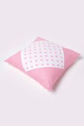 Homescapes Cotton Hearts & Polka Dots Cushion Cover in Pink - Size: 60 cm x 60 cm - thumbnail 4